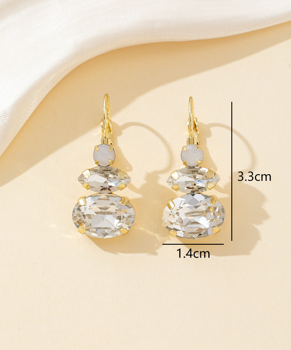 Boucles d’oreilles dormeuse strass trio ovale – 26PEBOL011