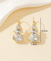 Boucles d’oreilles dormeuse strass trio ovale – 26PEBOL011