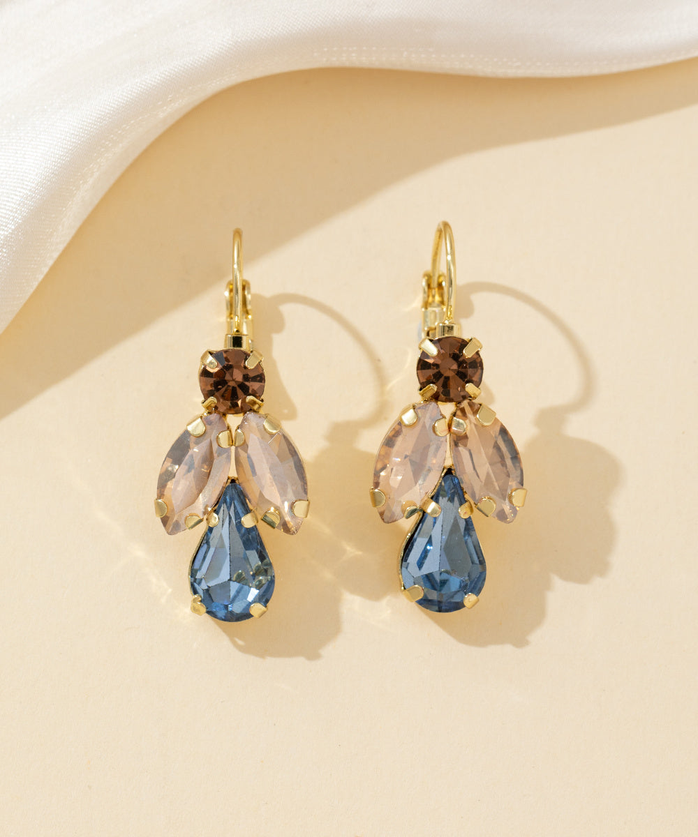 Boucles d’oreilles dormeuse strass cascade – 26PEBOL012