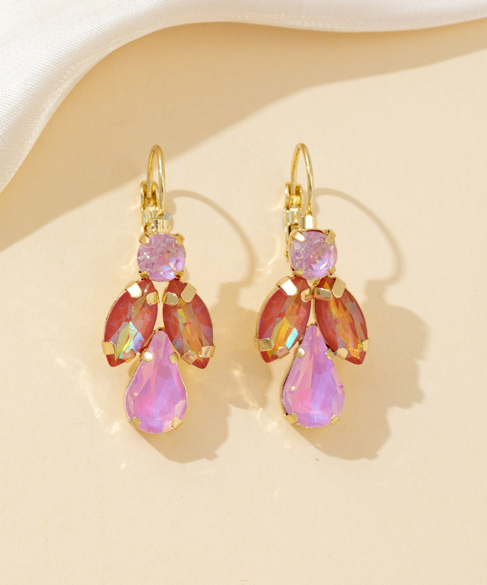 Boucles d’oreilles dormeuse strass cascade – 26PEBOL012