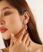 Boucles d’oreilles dormeuse strass cascade – 26PEBOL012