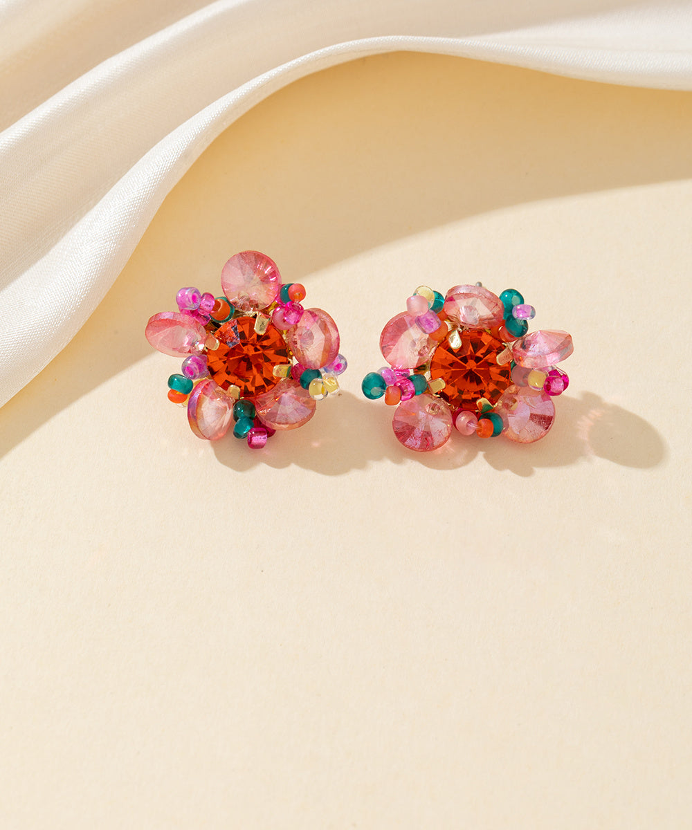 Boucles d’oreilles à clou strass perles rondes – 26PEBOL015