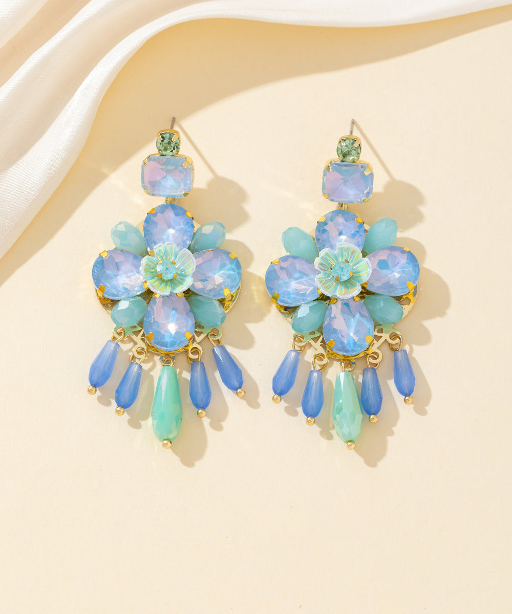 Boucles d’oreilles à clou strass pampilles – 26PEBOL017