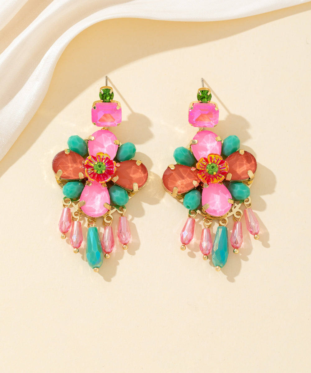 Boucles d’oreilles à clou strass pampilles – 26PEBOL017