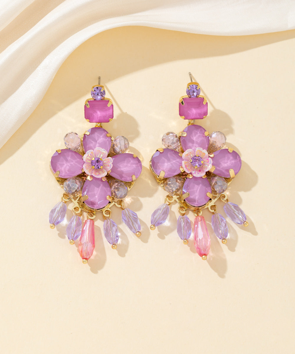 Boucles d’oreilles à clou strass pampilles – 26PEBOL017