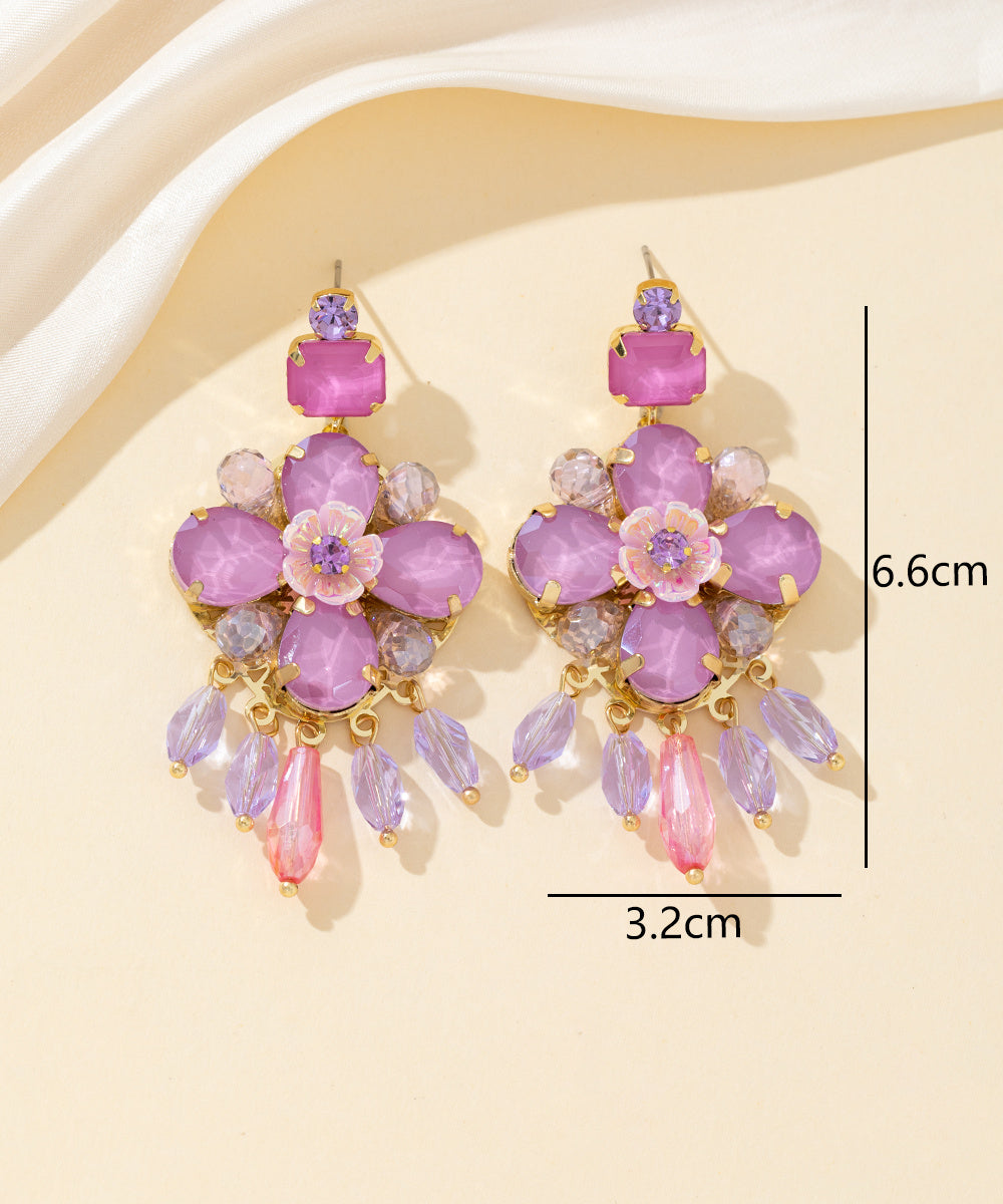 Boucles d’oreilles à clou strass pampilles – 26PEBOL017