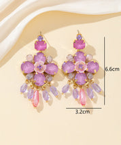 Boucles d’oreilles à clou strass pampilles – 26PEBOL017