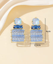 Boucles d’oreilles clips strass carré perles – 26PEBOL028