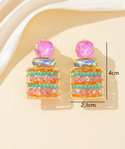 Boucles d’oreilles clips strass carré perles – 26PEBOL028