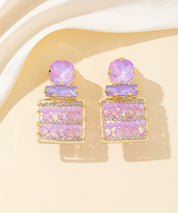 Boucles d’oreilles clips strass carré perles – 26PEBOL028