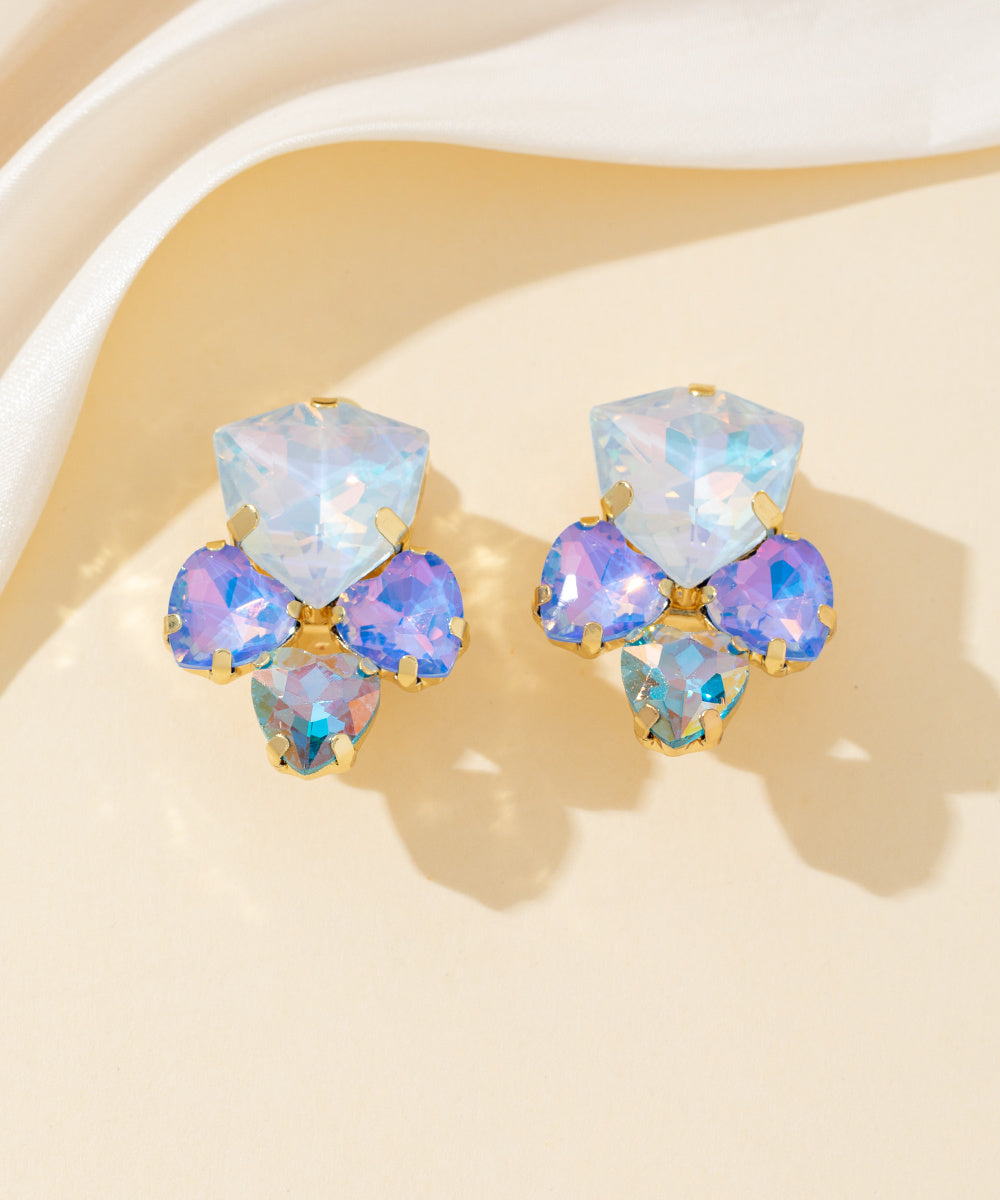 Boucles d’oreilles clips strass géométriques – 26PEBOL029