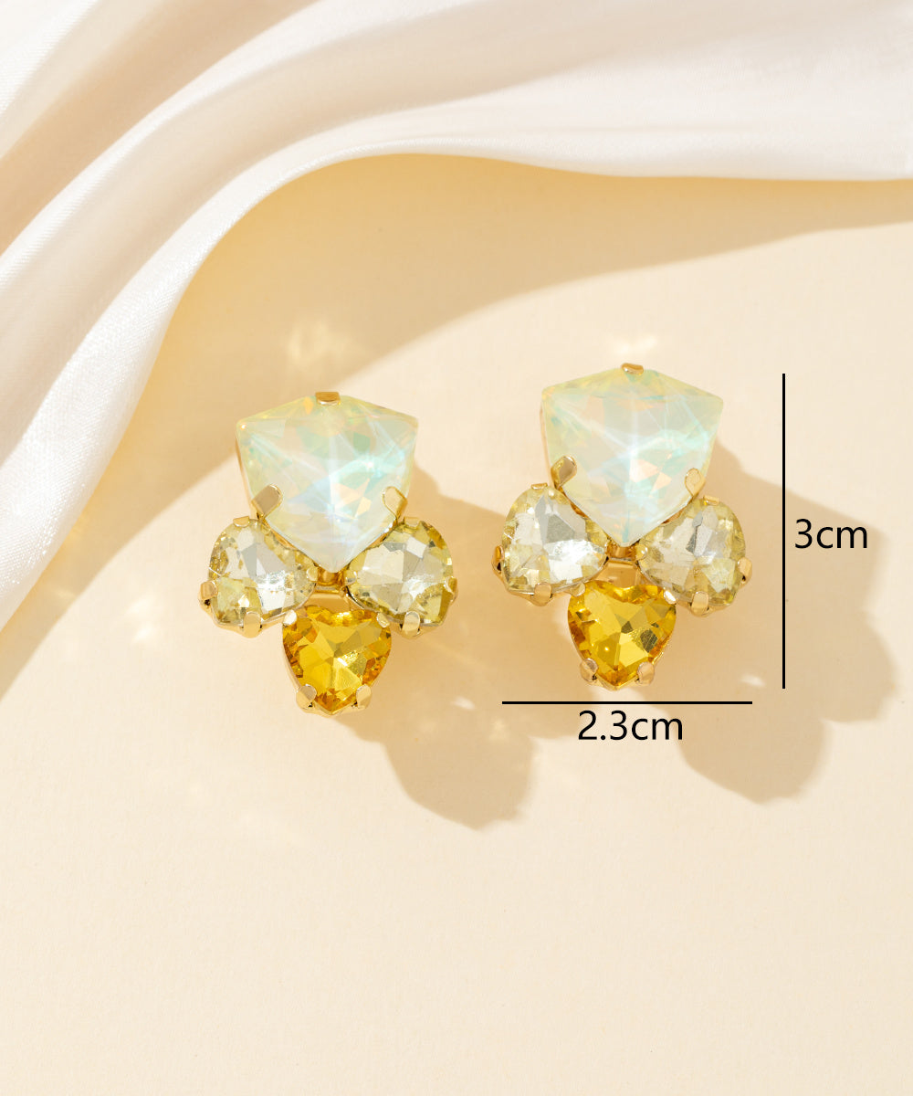 Boucles d’oreilles clips strass géométriques – 26PEBOL029