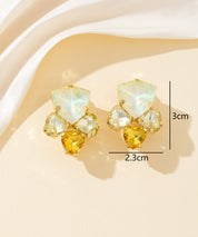 Boucles d’oreilles clips strass géométriques – 26PEBOL029