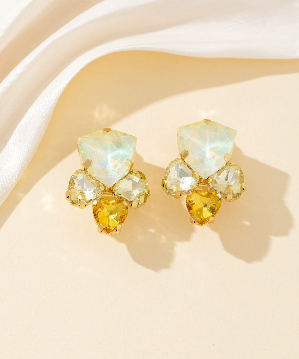 Boucles d’oreilles clips strass géométriques – 26PEBOL029