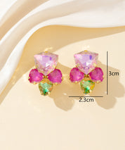 Boucles d’oreilles clips strass géométriques – 26PEBOL029