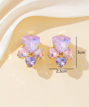 Boucles d’oreilles clips strass géométriques – 26PEBOL029