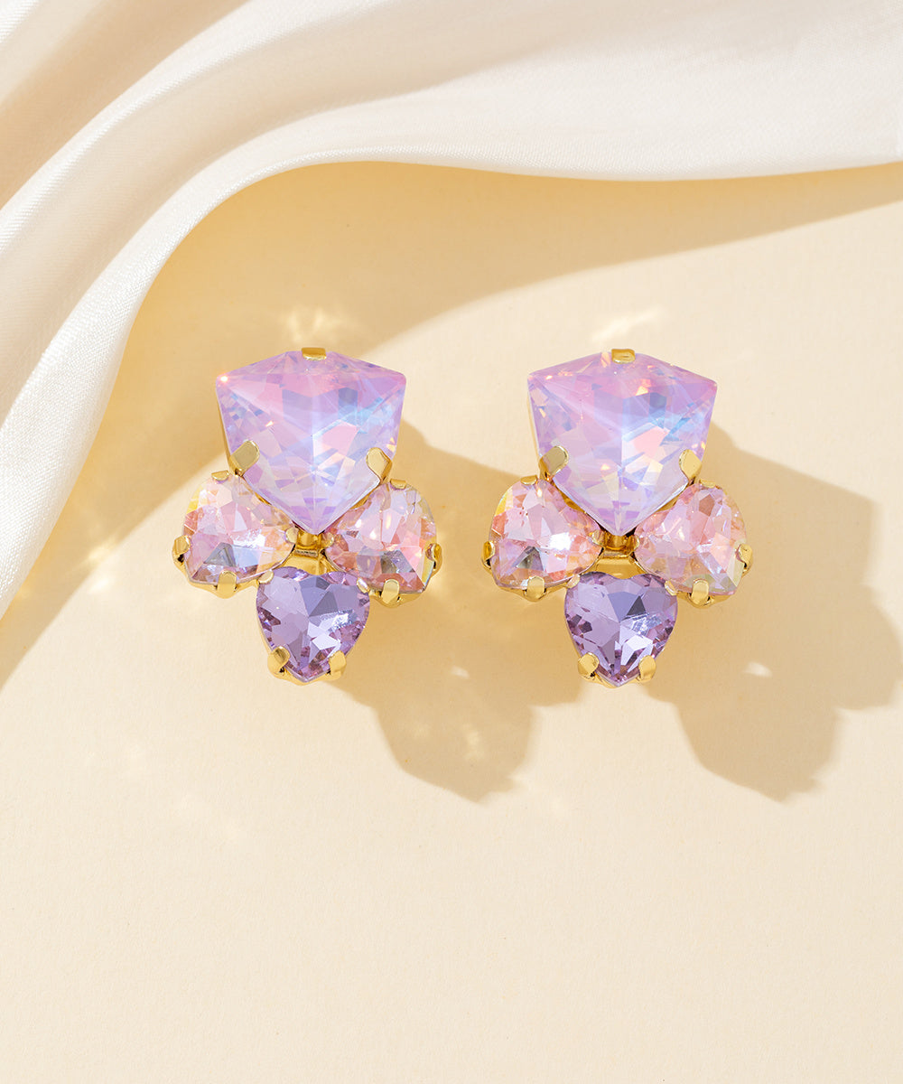 Boucles d’oreilles clips strass géométriques – 26PEBOL029