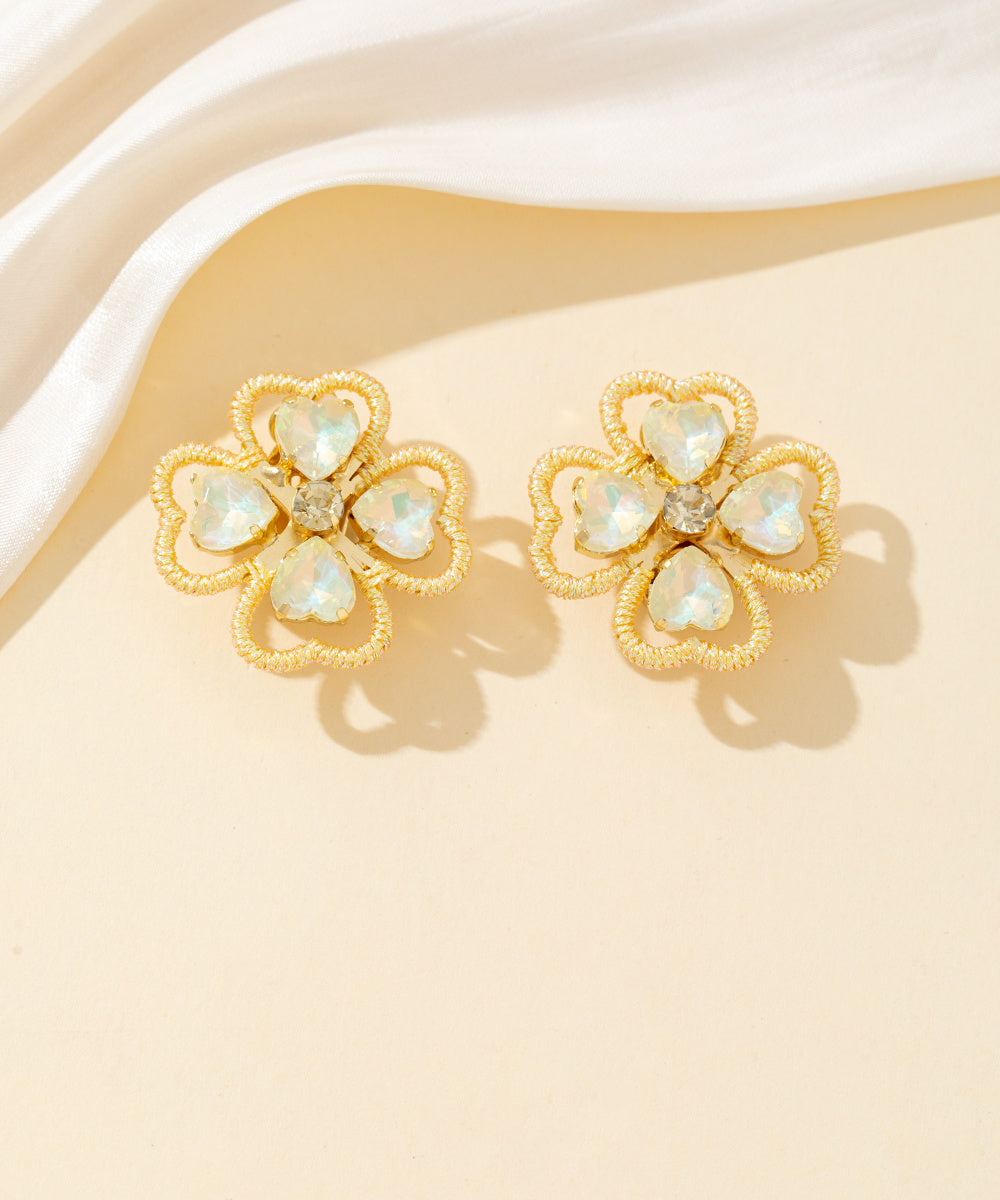 Boucles d’oreilles clips strass cœur – 26PEBOL030