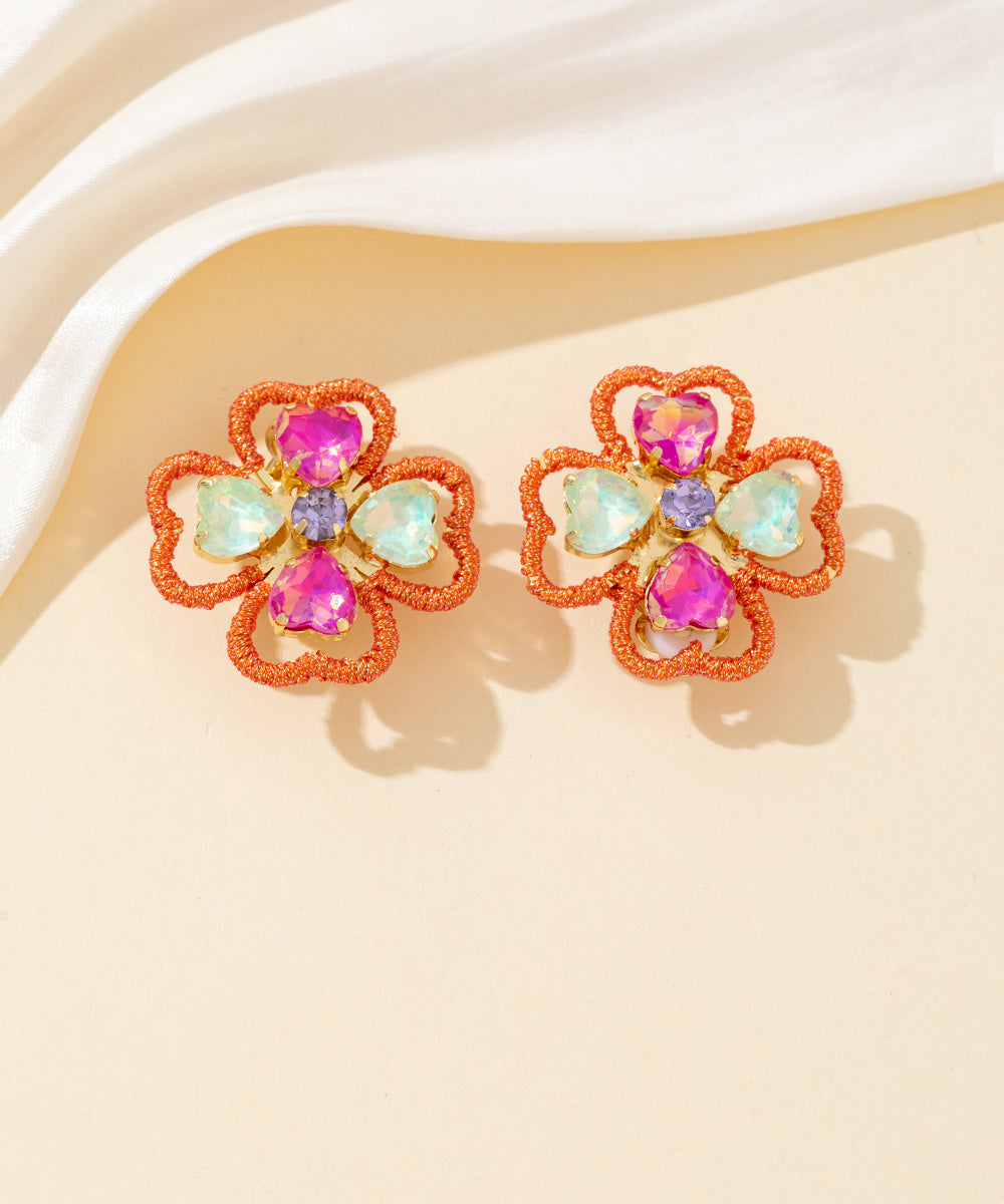 Boucles d’oreilles clips strass cœur – 26PEBOL030