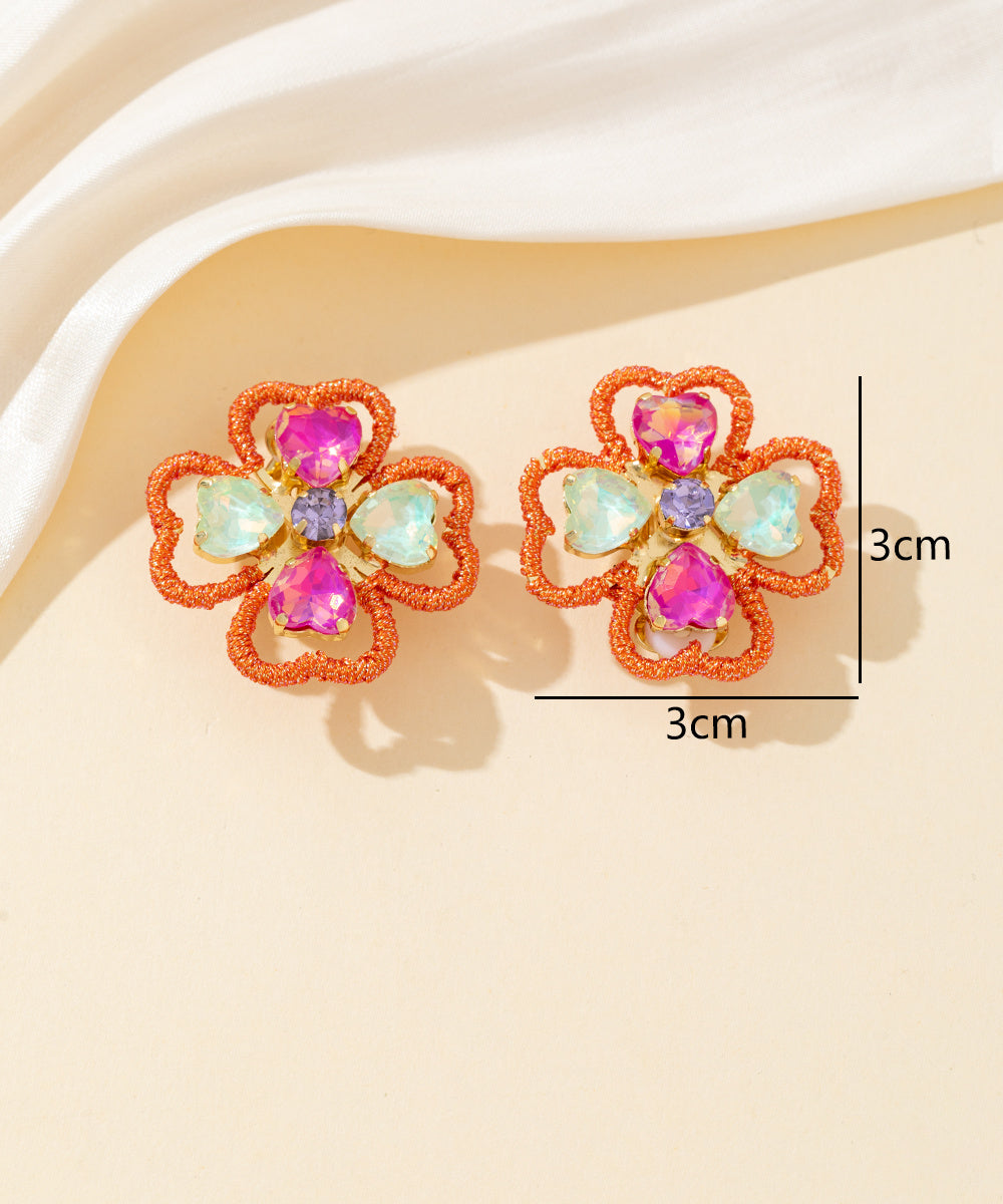 Boucles d’oreilles clips strass cœur – 26PEBOL030