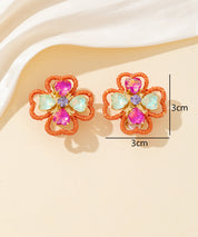 Boucles d’oreilles clips strass cœur – 26PEBOL030