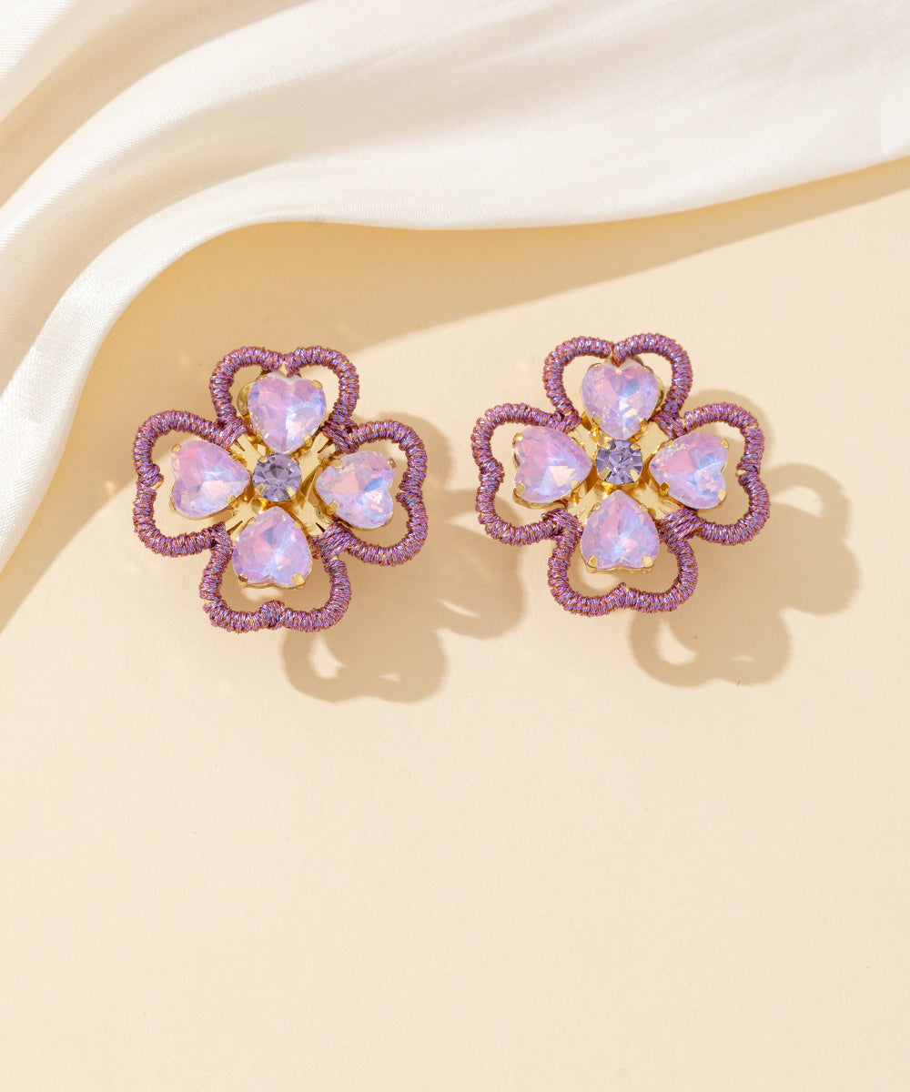 Boucles d’oreilles clips strass cœur – 26PEBOL030
