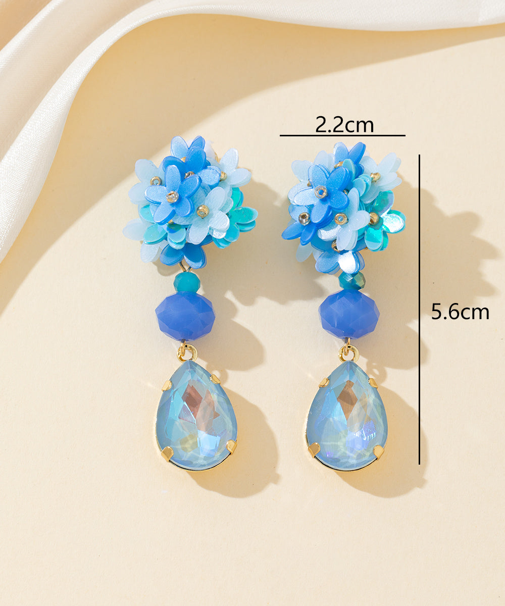 Boucles d’oreilles clips fleurs goutte – 26PEBOL031