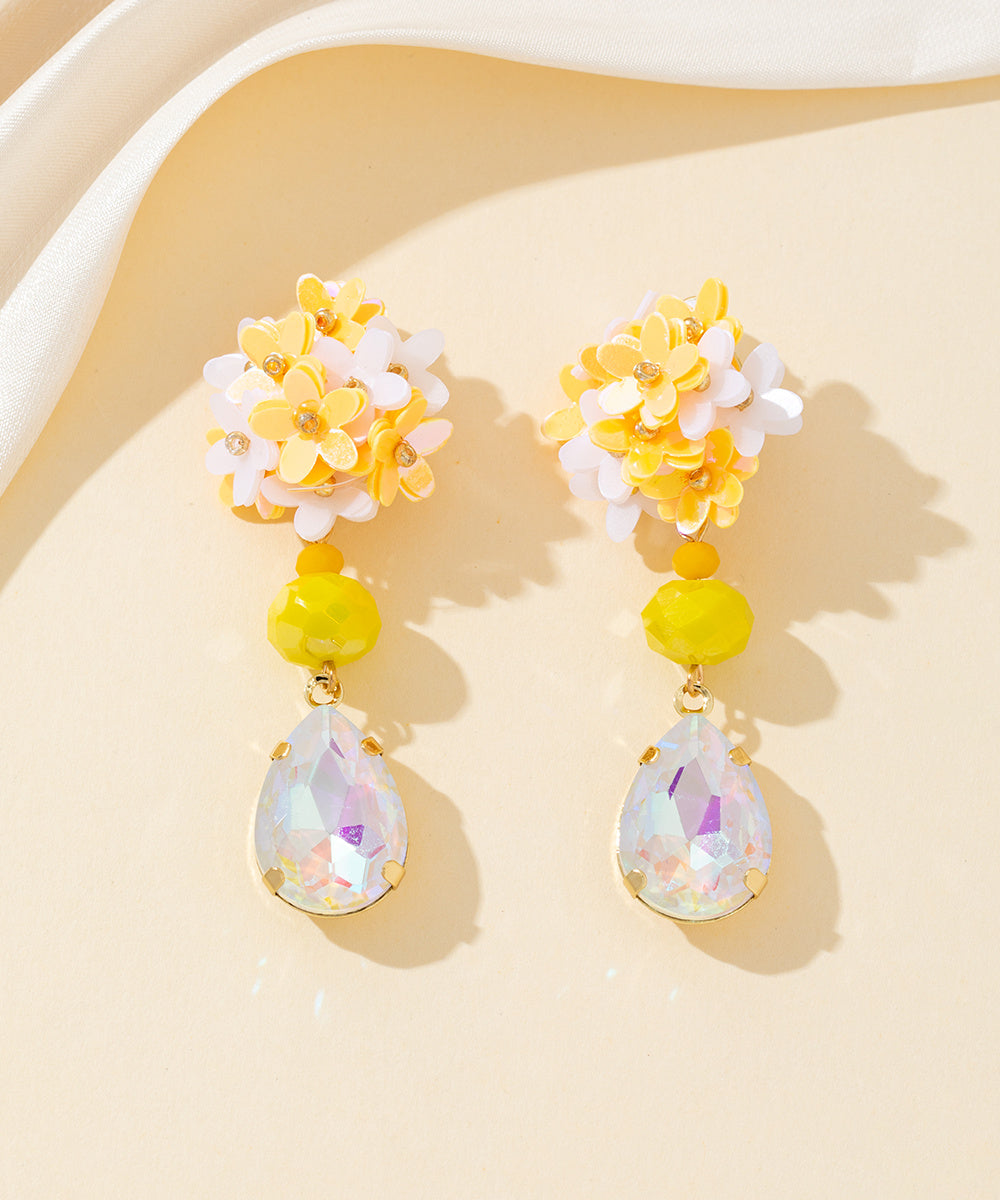 Boucles d’oreilles clips fleurs goutte – 26PEBOL031