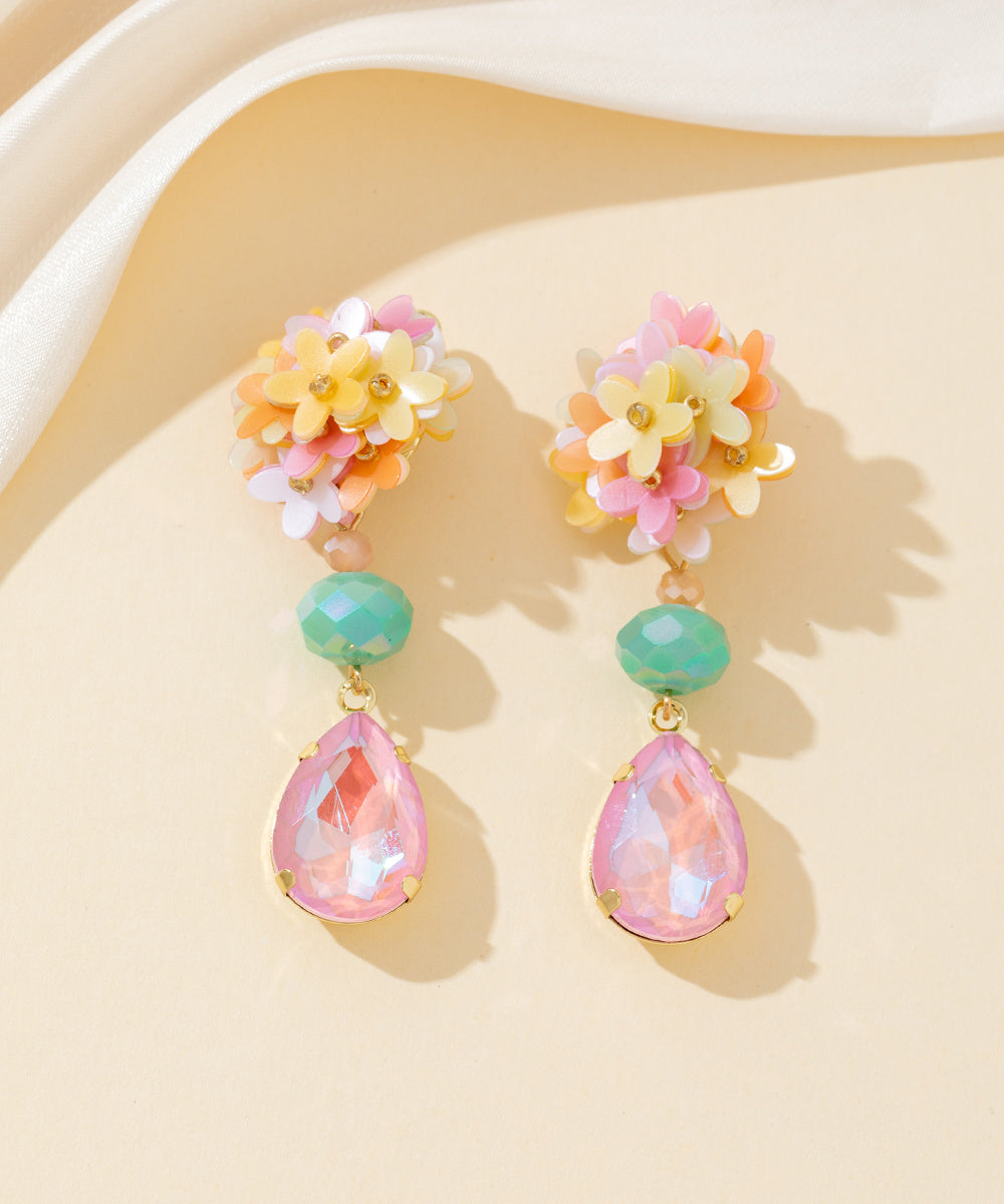Boucles d’oreilles clips fleurs goutte – 26PEBOL031
