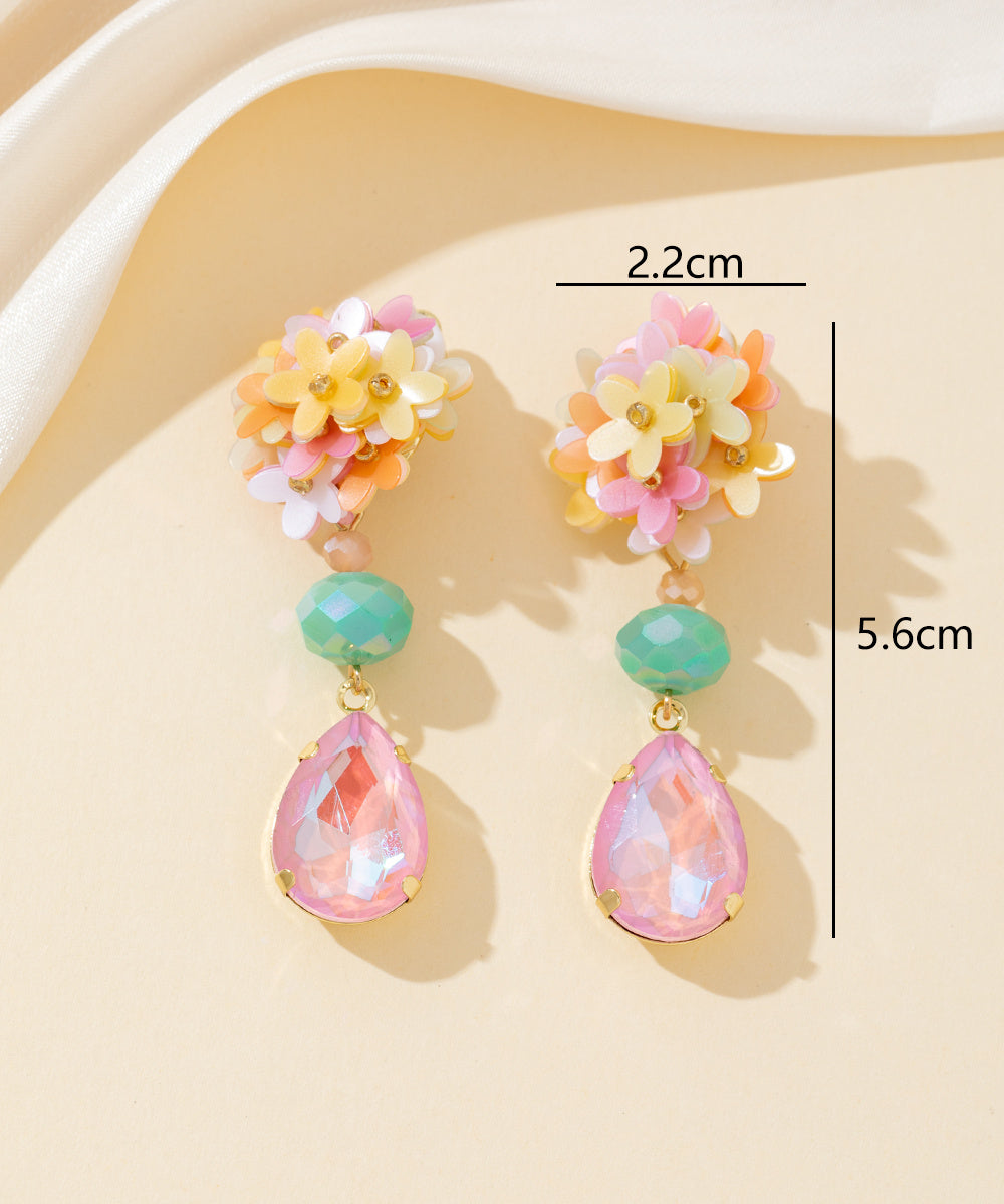 Boucles d’oreilles clips fleurs goutte – 26PEBOL031