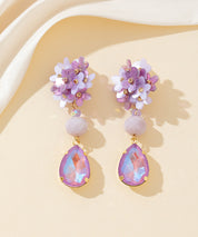Boucles d’oreilles clips fleurs goutte – 26PEBOL031