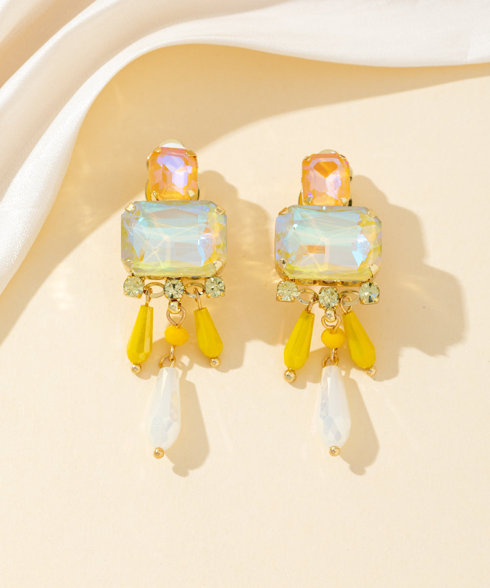 Boucles d’oreilles clips strass pampilles - 26PEBOL032