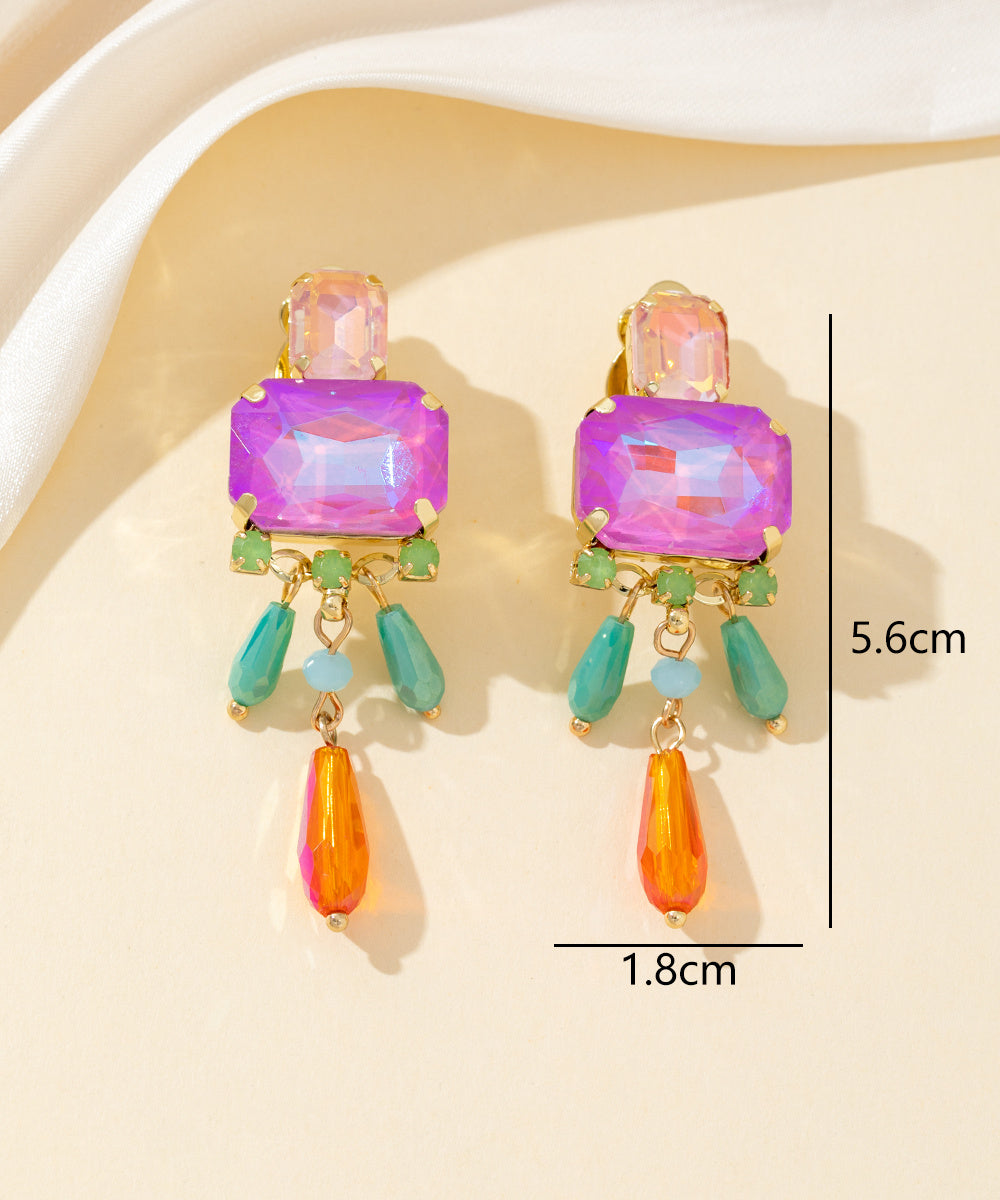 Boucles d’oreilles clips strass pampilles - 26PEBOL032