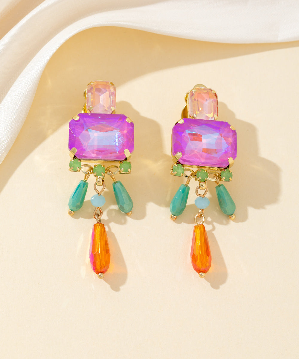 Boucles d’oreilles clips strass pampilles - 26PEBOL032