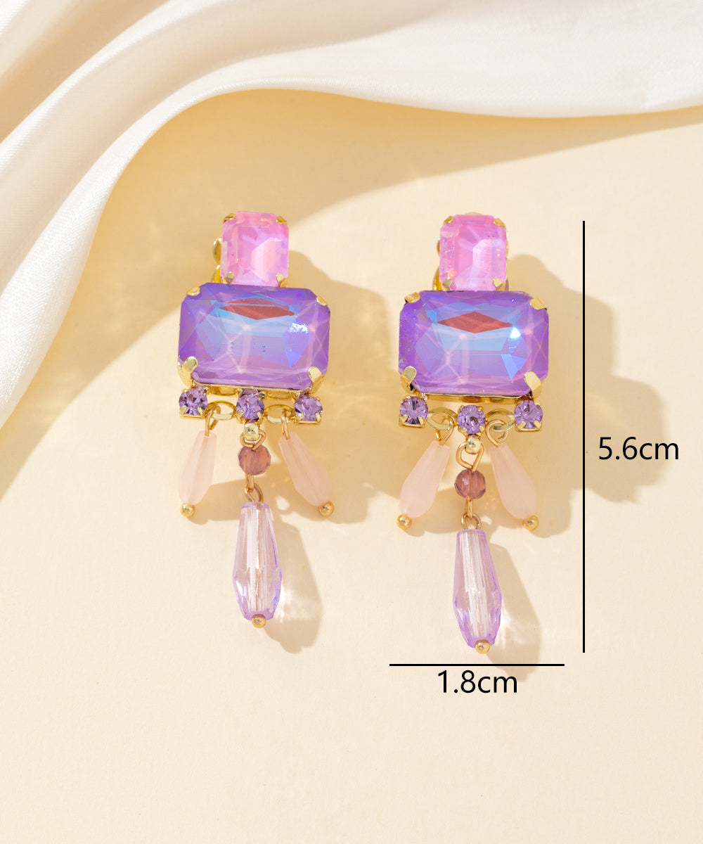 Boucles d’oreilles clips strass pampilles - 26PEBOL032