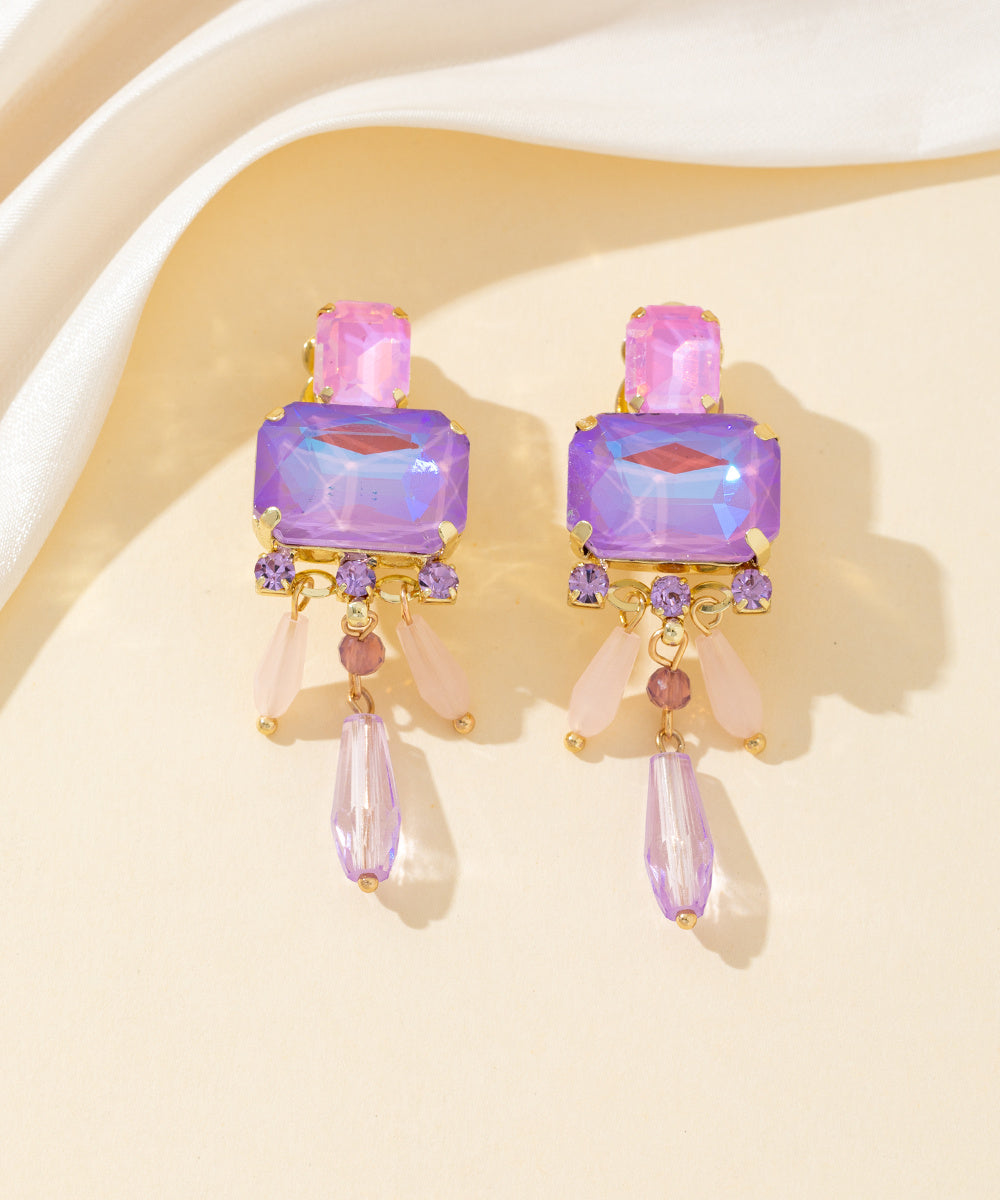 Boucles d’oreilles clips strass pampilles - 26PEBOL032