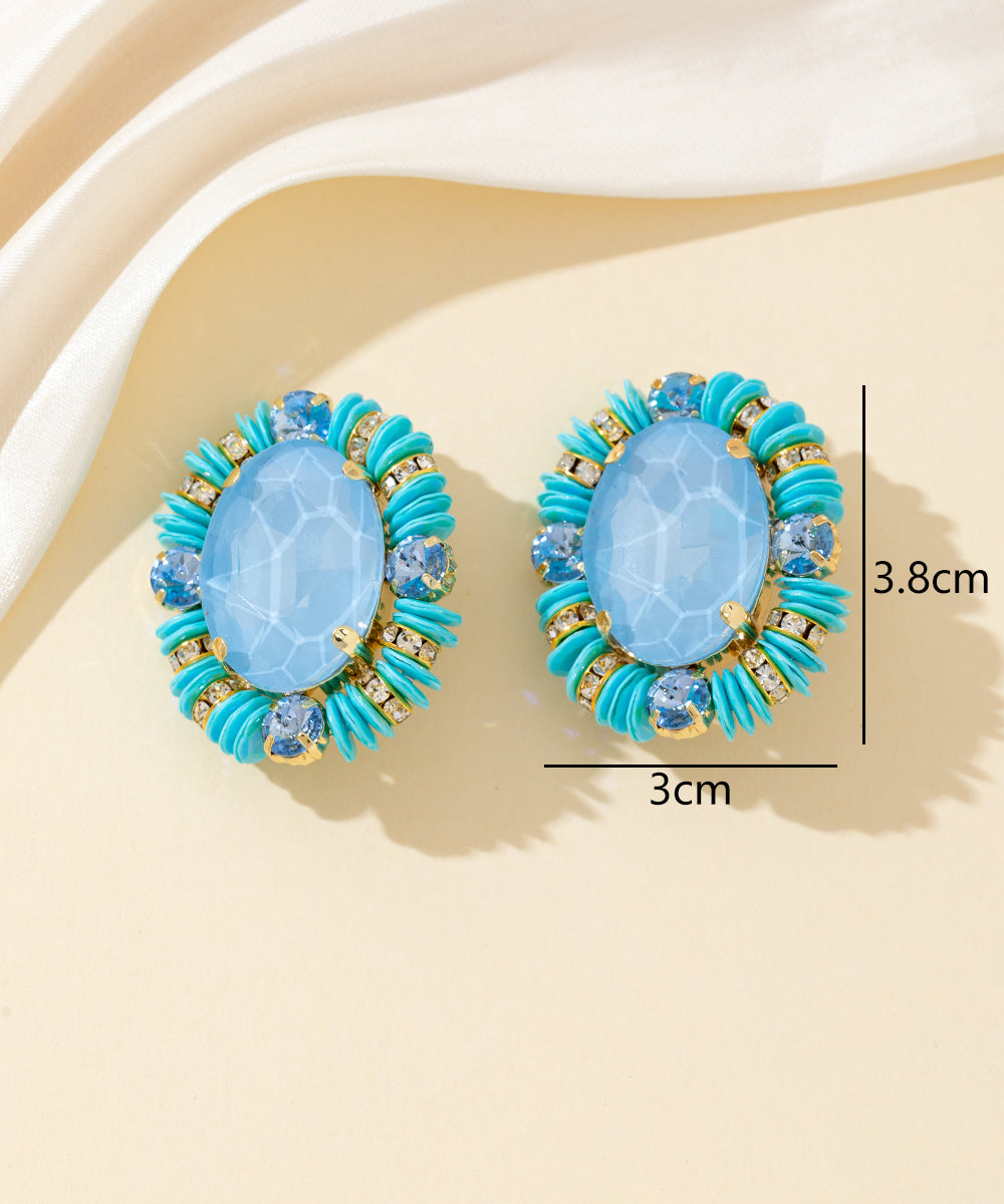 Boucles d’oreilles clips strass ovale sequins – 26PEBOL033