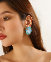 Boucles d’oreilles clips strass ovale sequins – 26PEBOL033