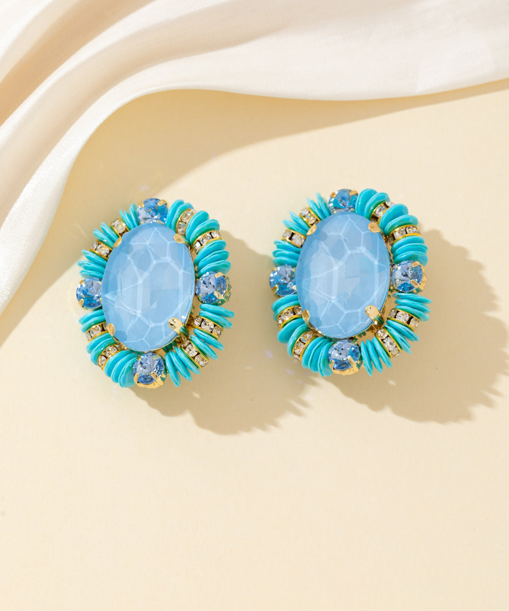 Boucles d’oreilles clips strass ovale sequins – 26PEBOL033