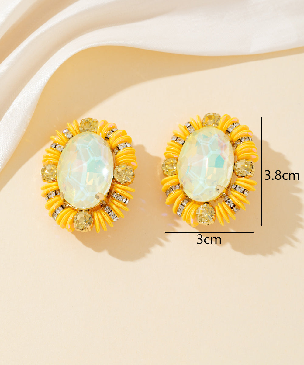 Boucles d’oreilles clips strass ovale sequins – 26PEBOL033