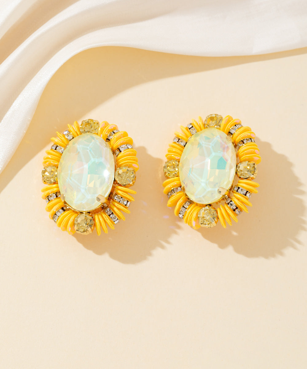 Boucles d’oreilles clips strass ovale sequins – 26PEBOL033