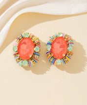 Boucles d’oreilles clips strass ovale sequins – 26PEBOL033
