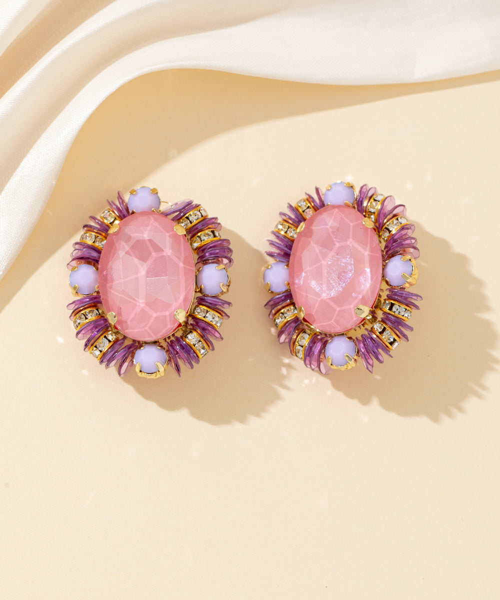 Boucles d’oreilles clips strass ovale sequins – 26PEBOL033