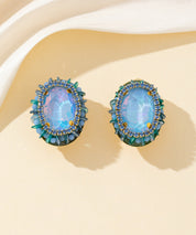 Boucles d’oreilles clips strass ovale cristaux – 26PEBOL034