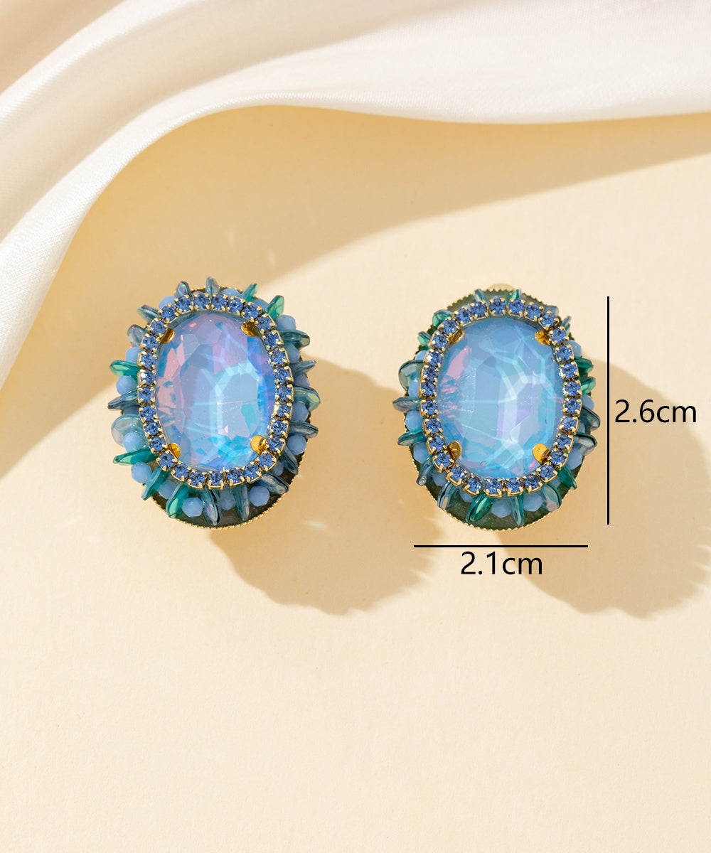 Boucles d’oreilles clips strass ovale cristaux – 26PEBOL034