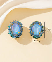 Boucles d’oreilles clips strass ovale cristaux – 26PEBOL034