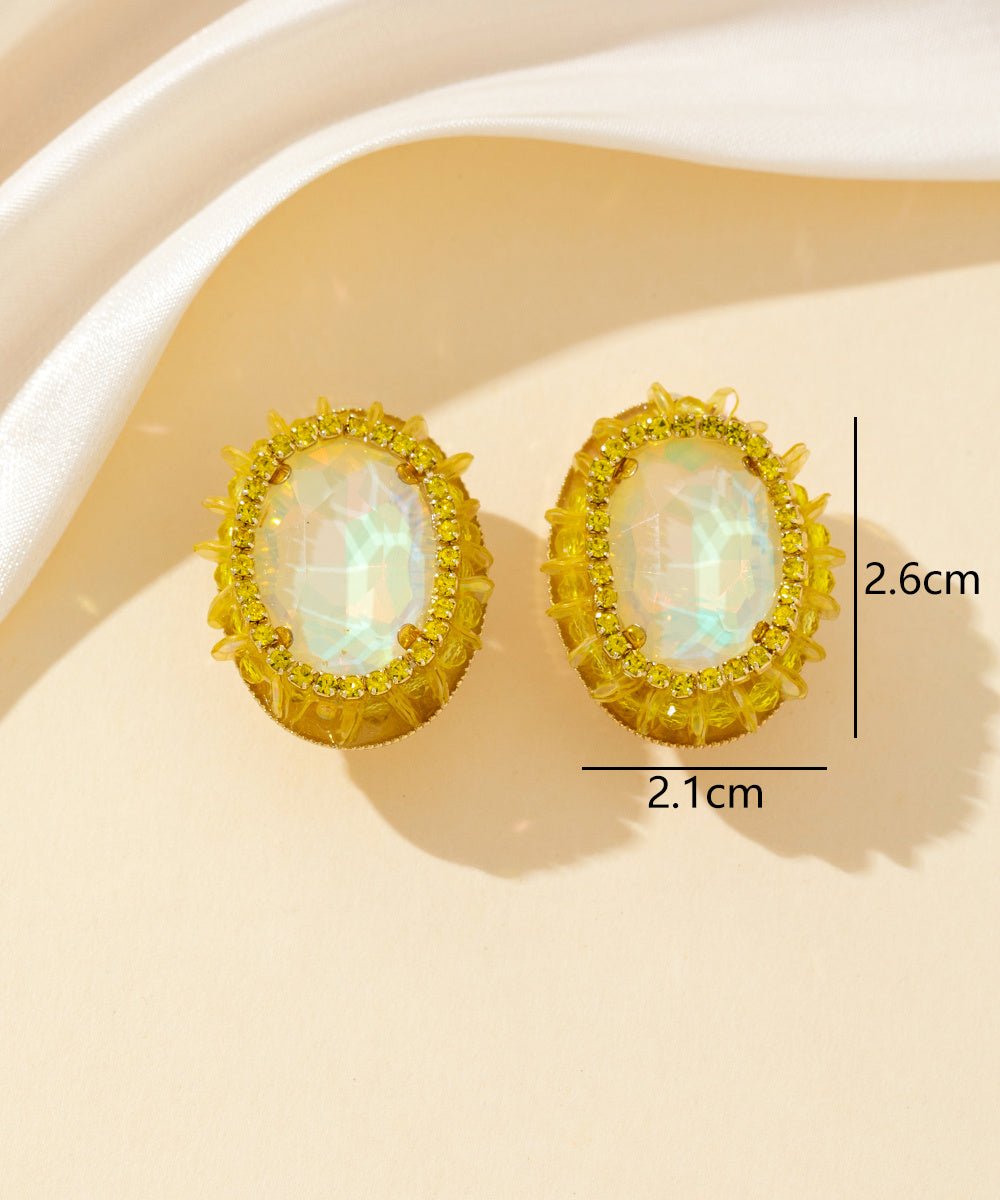 Boucles d’oreilles clips strass ovale cristaux – 26PEBOL034