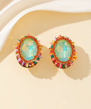 Boucles d’oreilles clips strass ovale cristaux – 26PEBOL034
