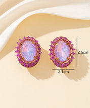 Boucles d’oreilles clips strass ovale cristaux – 26PEBOL034