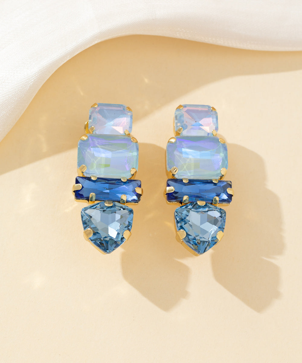 Boucles d’oreilles clips strass géométriques – 26PEBOL035
